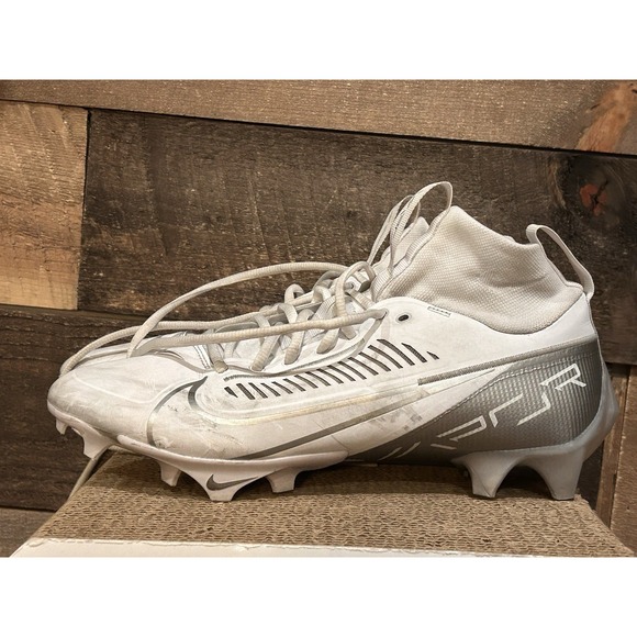 Nike‎ Vapor Edge Pro CC6 Men's Size 11 White Silver Football Cleats
